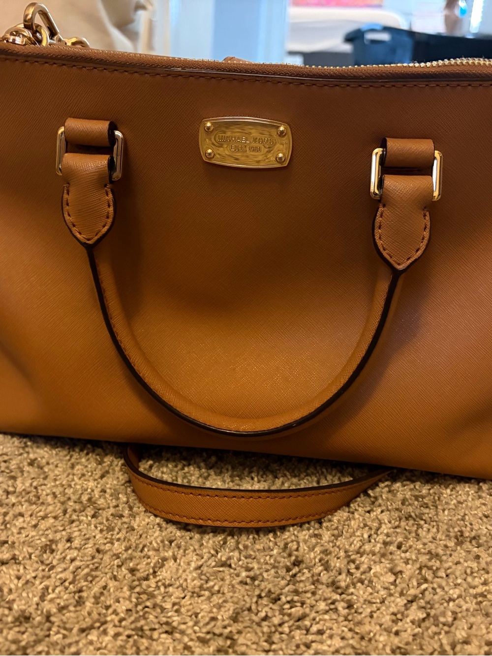 Michael Kors Saffiano Leather Camel Tan Medium Shoulder Bag